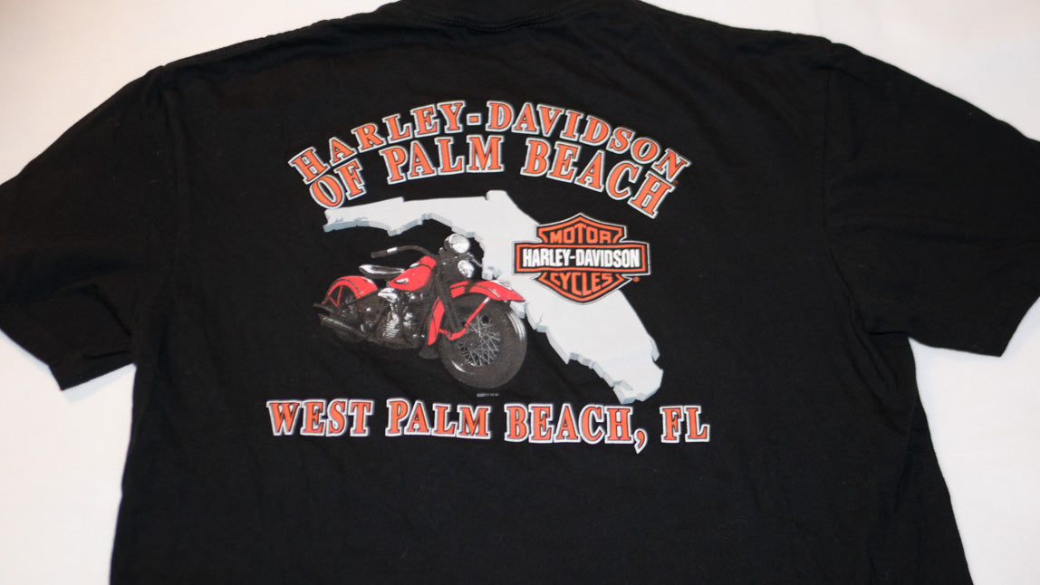 SuperHi Las Vegas Harley Davidson of Palm Beach Flaming Eagle T-Shirt Size Large 2011