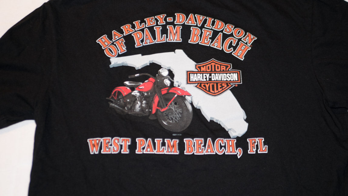 SuperHi Las Vegas Harley Davidson of Palm Beach Flaming Eagle T-Shirt Size Large 2011